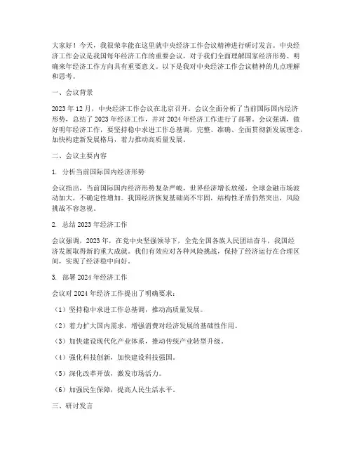 中央经济工作会议精神研讨发言稿