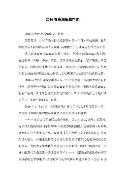 2016春晚观后感作文