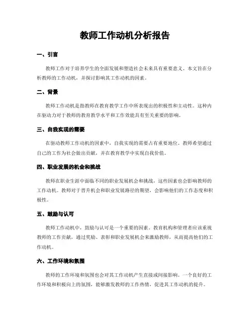 教师工作动机分析报告