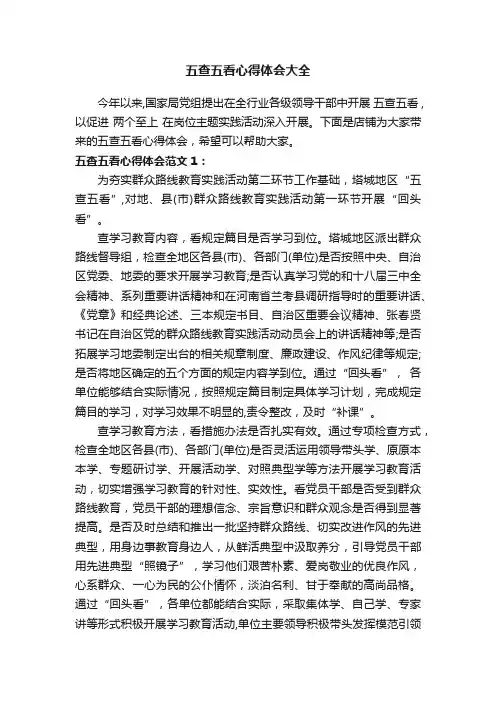 五查五看心得体会大全