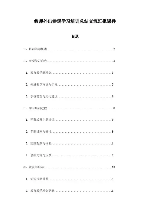 教师外出参观学习培训总结交流汇报课件