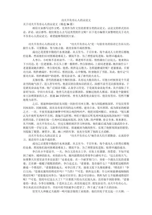 功夫不负有心人的议论文