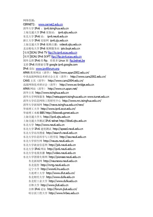 IPV6资源网及部分高校PT站