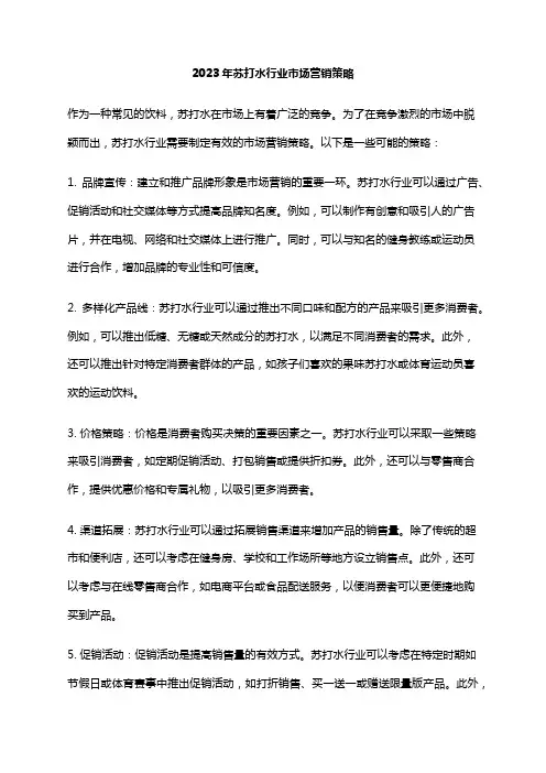 2023年苏打水行业市场营销策略