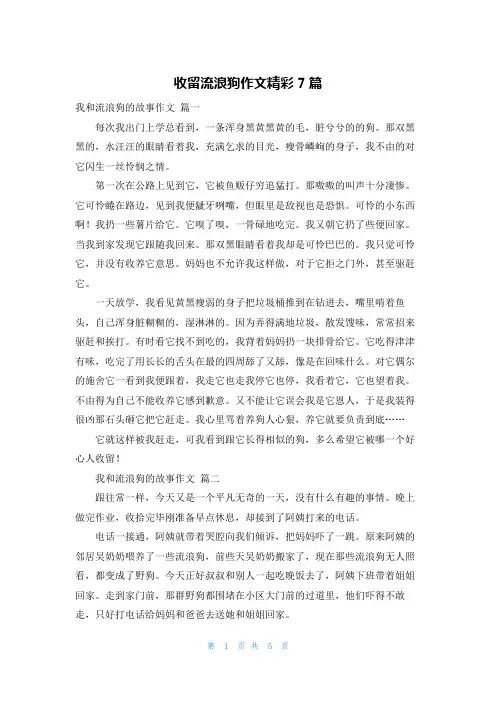 收留流浪狗作文精彩7篇