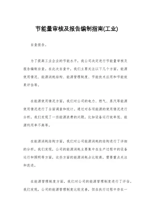 节能量审核及报告编制指南(工业)