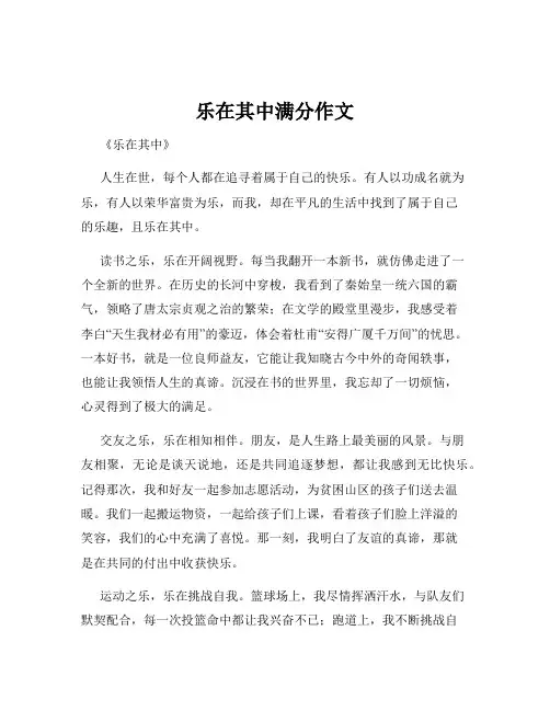 乐在其中满分作文