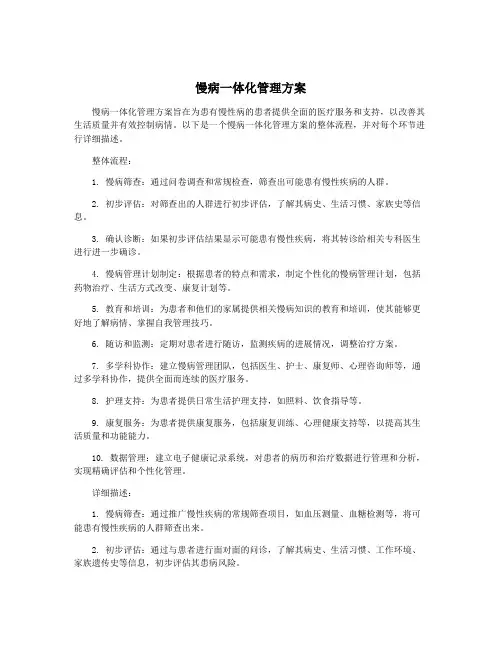 慢病一体化管理方案