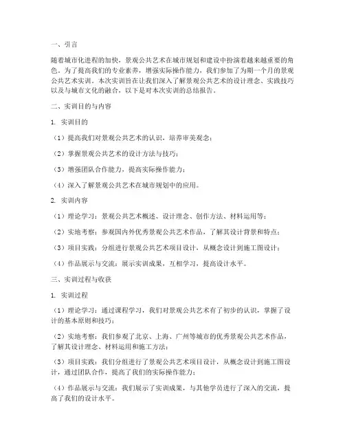景观公共艺术实训总结报告