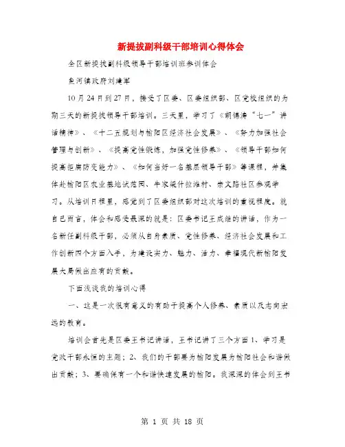 新提拔副科级干部培训心得体会(多篇范文)