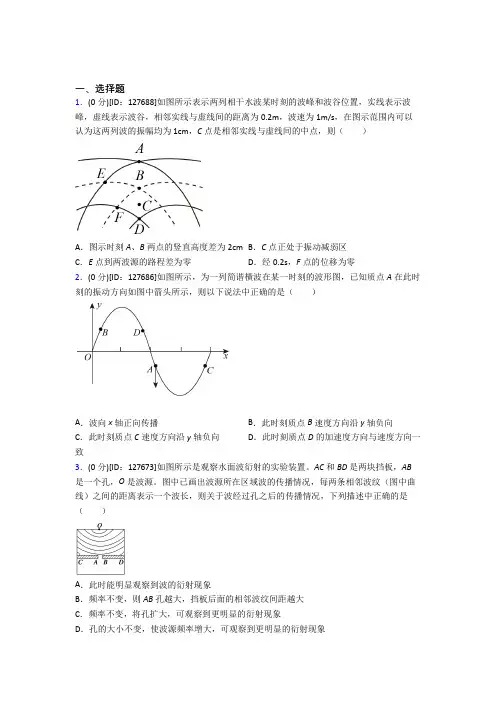 (人教版)长沙市高中物理选修一第三章《机械波》测试(含答案解析)