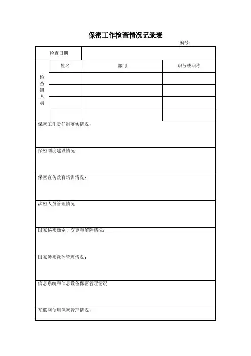 保密工作检查情况记录表