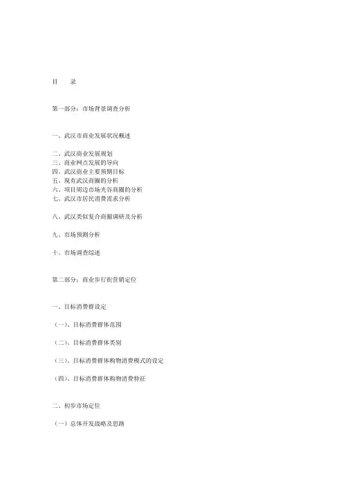 武汉光谷世界城商业步行街项目分析定位招商全程报告
