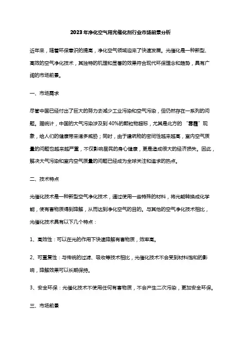 2023年净化空气用光催化剂行业市场前景分析