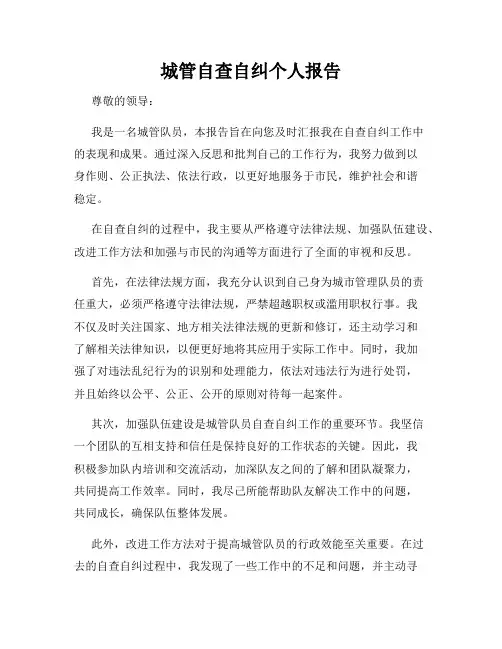 城管自查自纠个人报告