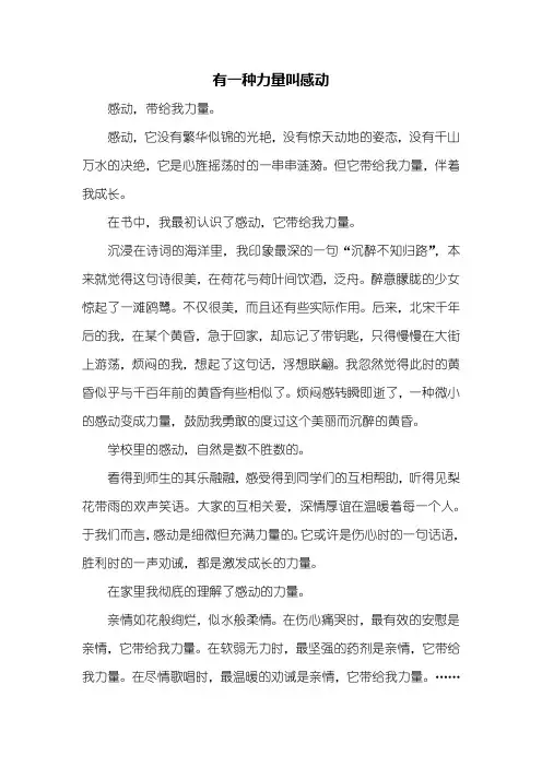 初二作文：有一种力量叫感动作文600字