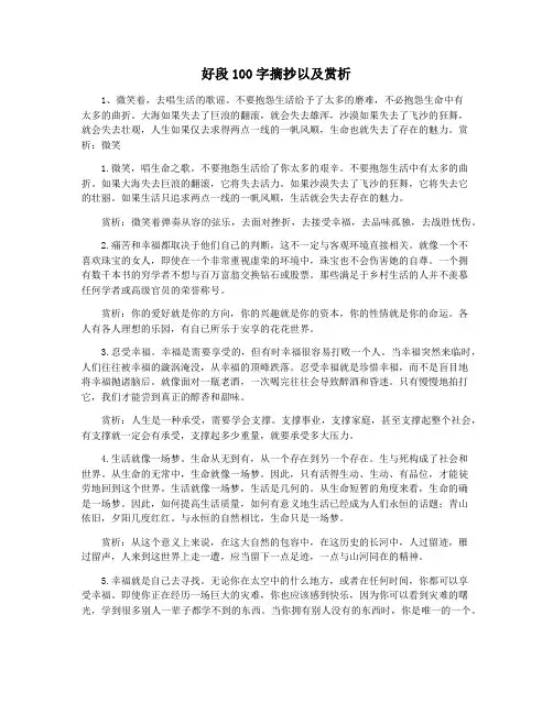 好段100字摘抄以及赏析