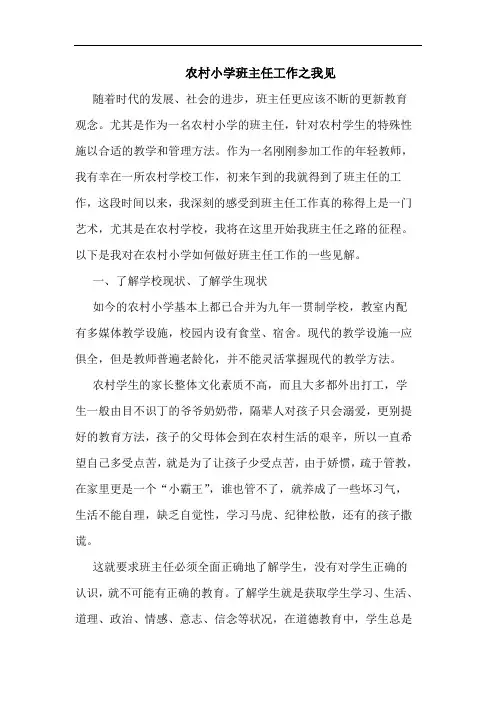 农村小学班主任工作之我见