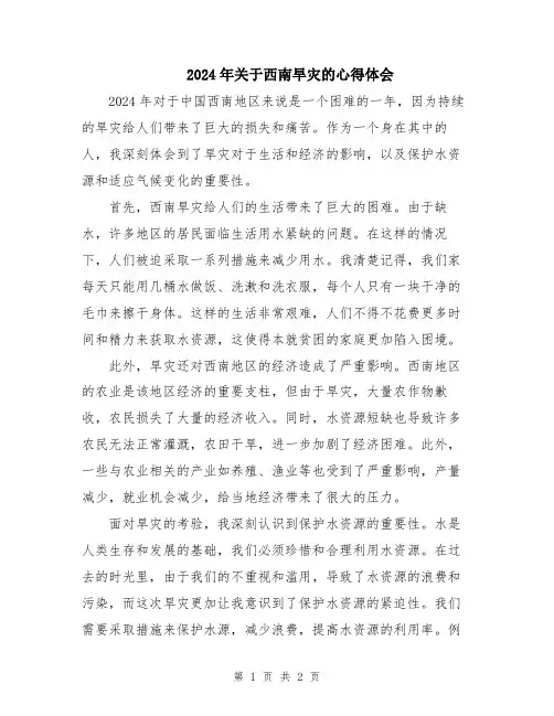 2024年关于西南旱灾的心得体会