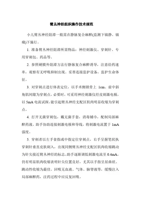 臂丛神经组织操作技术规范