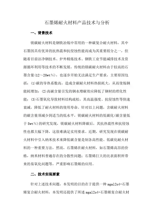 石墨烯耐火材料产品技术与分析