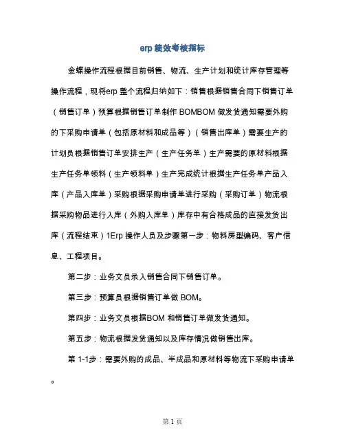 erp绩效考核指标