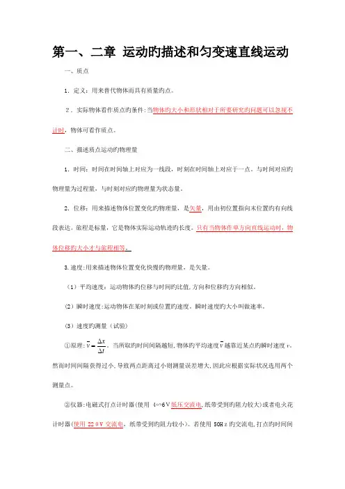 2023年福建省高中物理会考知识点总结打印