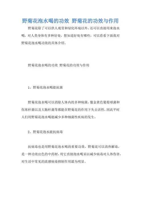 野菊花泡水喝的功效 野菊花的功效与作用