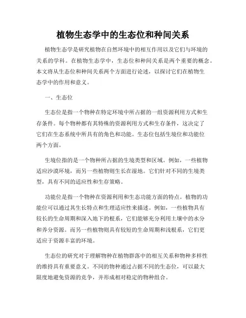 植物生态学中的生态位和种间关系