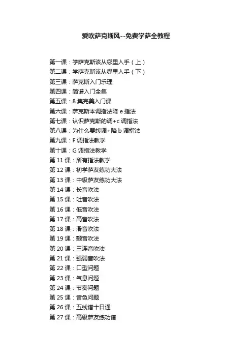 爱吹萨克斯风--免费学萨全教程