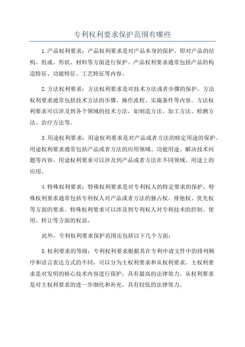 专利权利要求保护范围有哪些