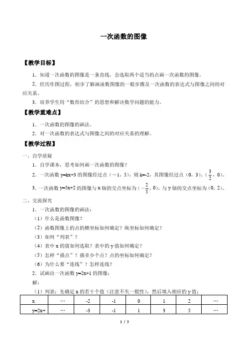 一次函数的图像 优质课教案