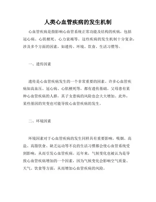 人类心血管疾病的发生机制