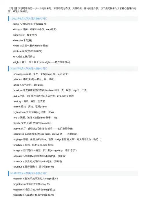 2022年6月大学英语六级核心词汇