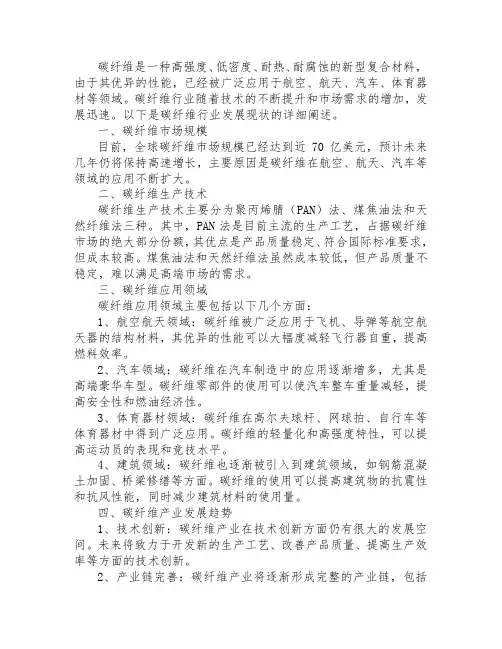碳纤维 行业 发展 现状