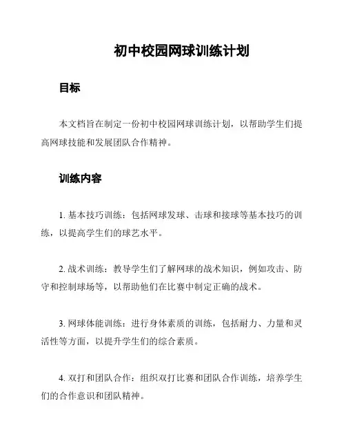 初中校园网球训练计划
