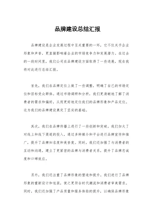品牌建设总结汇报