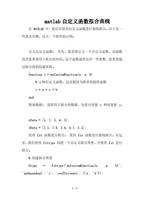 matlab自定义函数拟合曲线