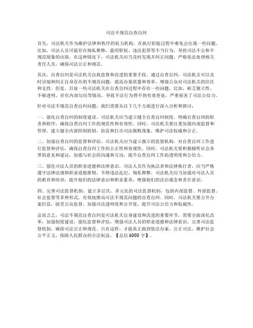 司法不规范自查自纠