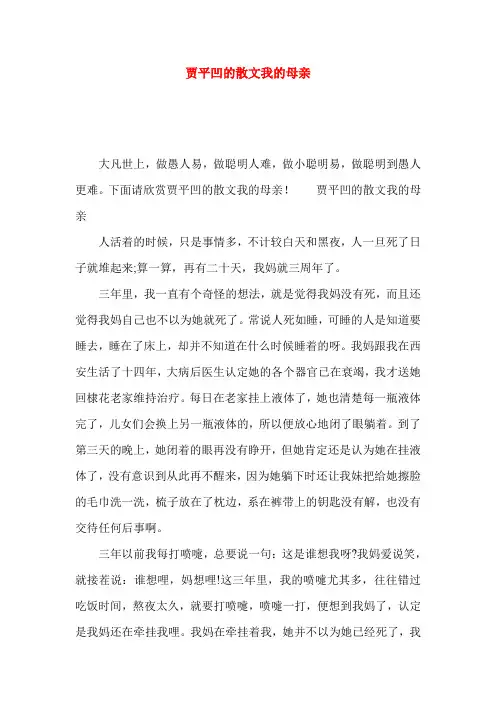 贾平凹的散文我的母亲
