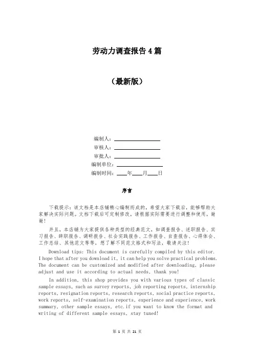劳动力调查报告4篇