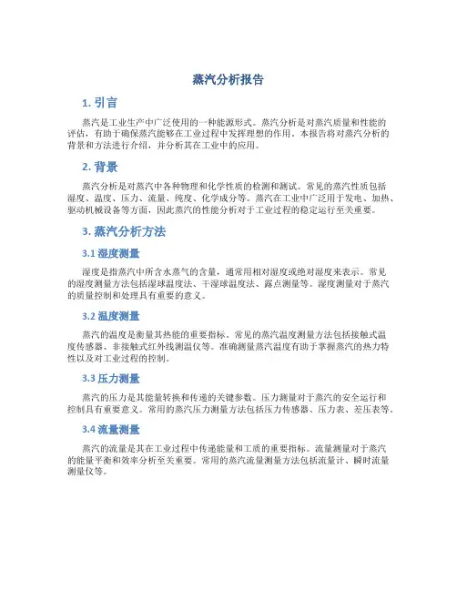 蒸汽分析报告