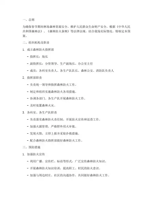 林场春节森林防火预案