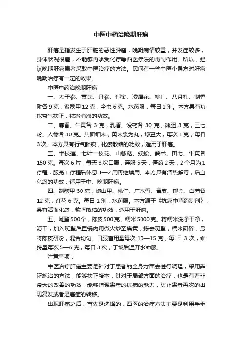 中医中药治晚期肝癌