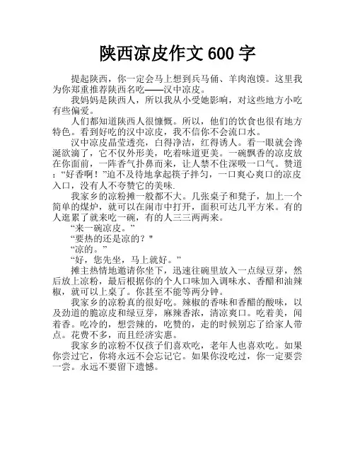 陕西凉皮作文600字
