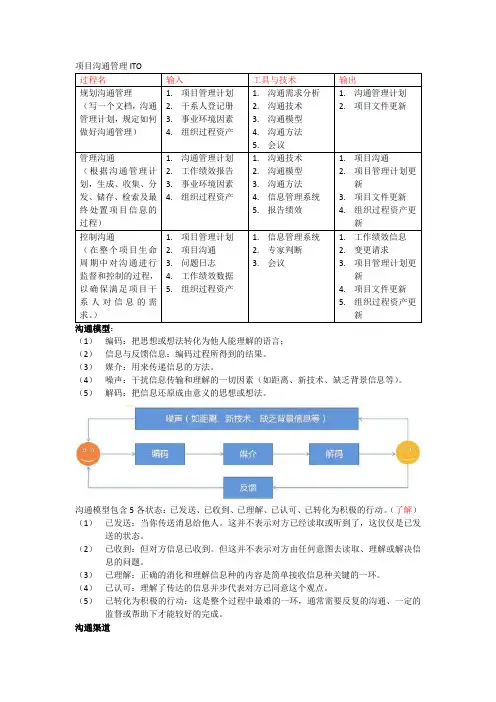 信息系统项目管理师第十章项目沟通管理
