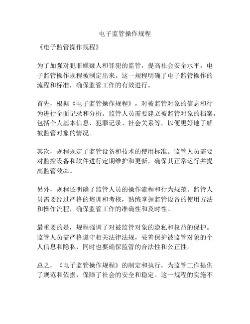 电子监管操作规程