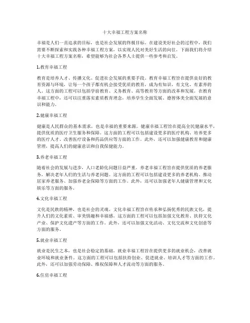 十大幸福工程方案名称