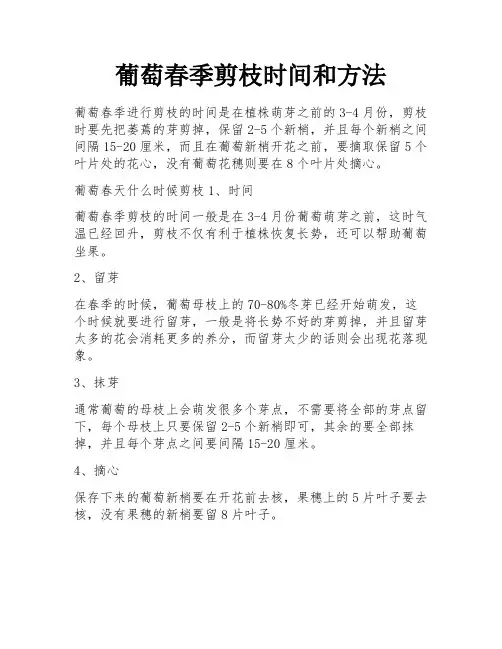 葡萄春季剪枝时间和方法