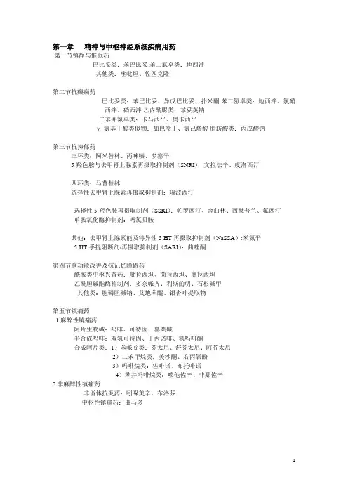 药学专业知识(二)各系统药物大汇总概要